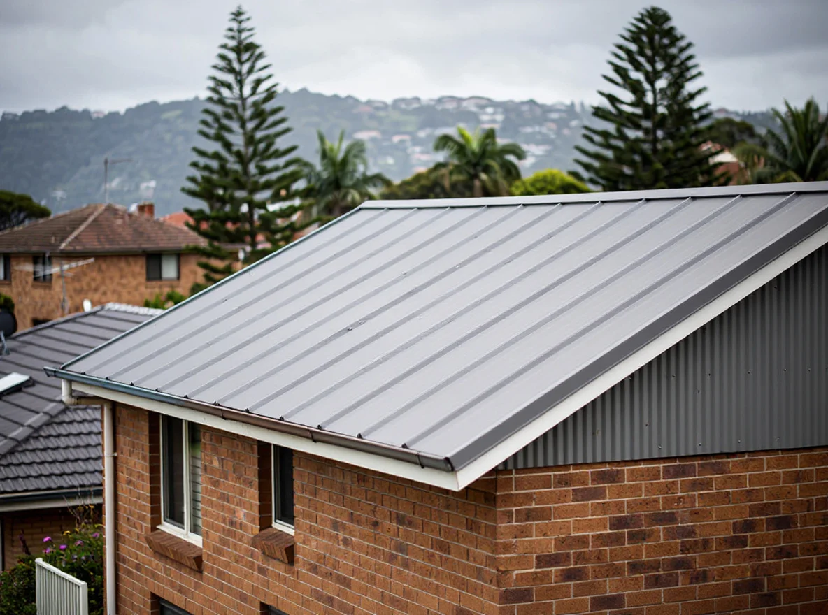 The same Thirroul cottage now with a new Colorbond Basalt roof replacing the old terracotta tiles
